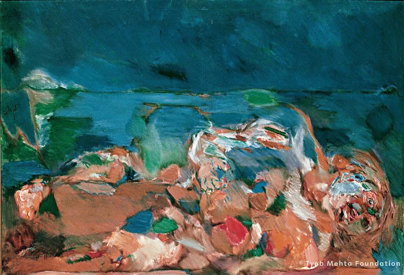 **Reclining Figure**, 1966-67, 122×183 cm, oil on canvas
